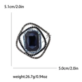 Broche carrée élégante en alliage avec cristal bleu profond et détails en strass brillants - Bleu