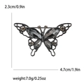 Especificaciones de tamaño detalladas para el broche de mariposa vintage de aleación negra - Gris
