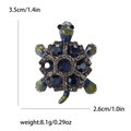 Schildkröten-Brosche mit blauen Kristallen, Goldlegierung mit Größenangaben - Blau
