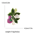 Summer butterfly strawberry brooch with pink rhinestones and green enamel leaf detail - Rose Red (MM-BR-4455)