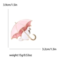 Simpatica spilla in smalto stile giapponese con gatto e ombrello rosa dorato - Rosa