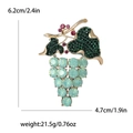 Fashion grape brooch with mint green and pink crystals in a gold alloy base - Green