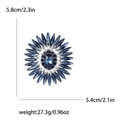 Exquisite Sonnenblumen Brosche aus Legierung mit tiefblauen Kristallen für Damen Kleidung - Tintenblau