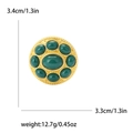 Spilla rotonda vintage con pietre verde smeraldo e finitura dorata misura 3,4 cm - Verde