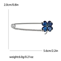 Spilla quadrifoglio in argento con pietre cuore blu e strass brillanti luccicanti - Blu