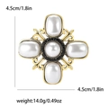 Spilla a croce vintage dorata con perle bianche e strass neri, misura 4,5 cm per 4,5 cm - Oro (4264-GD)