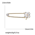 Spilla a quadrifoglio dorata con strass e finitura in lega in stile ago lungo - Base Oro Bianco