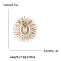 Spilla a girasole con cristalli champagne in lega dorata completa di misure e peso - Marrone