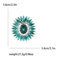 Spilla a girasole verde in lega con strass brillanti, misura 5,8 cm x 5,4 cm - Verde