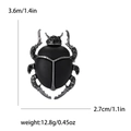 Elegante broche de escarabajo en esmalte negro mate con cristales para trajes de hombre - Negro