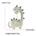 Vintage gold dinosaur brooch with emerald crystals and sparkling rhinestones for suits - Konglv 4033-gd
