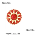 Vintage round red crystal brooch for women suits, 3.2cm gold plated metal pin accessory - Red