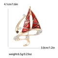 Creative enamel sailboat brooch with rhinestones in gold and red tone, 4.1cm by 3.0cm size - Sailboat Shape (4560-RD) / Red