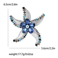 Creative alloy starfish brooch with multicolored rhinestones and blue crystal flower - Starfish Shape / Blue