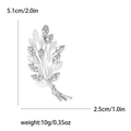 Detail view of the silver wheat brooch with rhinestones and opal, 5.1cm by 2.5cm size - Silver