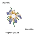 Detailansicht der Orchideen-Brosche mit blauen Kristallen und Maßen 5,4 cm x 4,6 cm - Blauer Orchidee Stil (4575-BL) / Blau