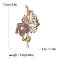 Spilla elegante a forma di rosa con strass rosa e cristalli su base in lega dorata - Rosa