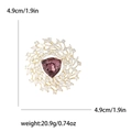 Elegante spilla tonda in rame con zircone viola e diamanti, misura 4,9 cm per 1,9 pollici - Viola