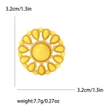 Sunflower style yellow rhinestone round brooch in gold finish, 3.2cm size for women - Yellow