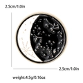 Celestial enamel moon and star badge brooch with golden metal base for suits - Black White Star Moon (MM-BR-4305)