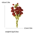 Elegante spilla a bouquet di rose in smalto e lega, altezza 4,9 cm, accessorio da donna - Rosso