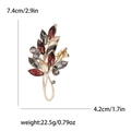 Broche élégante en forme de feuille dorée avec strass colorés de 7,4 cm x 4,2 cm - Violet