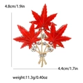 Elegante spilla a foglia d'acero rossa con foglie in smalto e strass brillanti in oro - Rosso