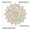 Golden mandala hollow flower brooch with rhinestones and detailed size measurement - Gold