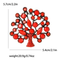 Spilla ad albero con cristalli rossi in oro antico, gioiello moda 5,7cm x 5,4cm - Rosso (MM-BR-4647-RD)