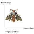Broche de abeja de lujo con diamantes de imitación dorados y cristales, 5,6 cm de ancho - Verde