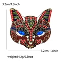 Exquisite fox mask brooch with colorful enamel and sparkling rhinestones for suits - Red