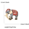 Vintage enamel elephant brooch in dark grey and gold with white rhinestones and red floral detail - Red 1725-RD