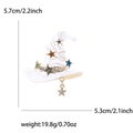 Détail de la broche chapeau de sorcière émaillée vintage avec dimensions précises - Blanc
