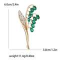 Goldene Maiglöckchen Brosche mit grünen Kristallen und weißen Strasssteinen 6cm hoch - Grün