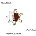 Détails de la broche soleil lune rétro avec dimensions 4,8cm et poids 14,3g - Rouge (4674-RD)