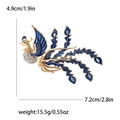 Eleganter Phoenix Brosche aus Goldlegierung mit blauem Emaille und Kristallen - Blau