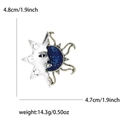 Broche soleil et lune rétro en émail argenté avec des détails bleus scintillants - Bleu (4674-BL)
