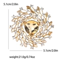 Vintage golden starburst brooch with amber crystal and white rhinestones decoration - Champagne (4443-CH)