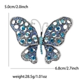 Spilla a farfalla di lusso con cristalli blu e montatura in lega d'argento traforata - Blu (MM-BR-4640-BL)