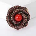 Vintage Goldene Rosenbrosche mit roten Kristallen für elegante Damenbekleidung - Rot