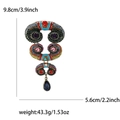 Spilla boho in lega d'oro retrò con strass colorati e ciondolo a goccia blu - Multicolore 4630-MX