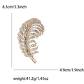 Elegante spilla a piuma con strass dorati, dimensioni 8,3 cm per 4,9 cm per donna - Oro