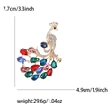 Fashion alloy peacock brooch with colorful rhinestones measuring 7.7cm by 4.9cm - Multi-color