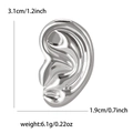 Detailed view of silver ear-shaped alloy brooch with dimensions and weight specs - Silver