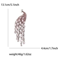 Spilla pavone elegante con cristalli rosa e lega argento, lunga 13,1 cm e peso di 46 g - Rosa