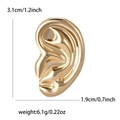Polished gold alloy ear-shaped brooch for suits with 3.1cm height and 1.9cm width - Gold