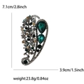 Broche vintage en forme de feuille avec strass verts et finition en argent vieilli - Vert