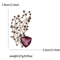 Elegant rhinestone tree branch brooch with purple gemstone measuring 7.9cm in height - Purple