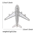 Creative airplane brooch pin with silver alloy, sparkling rhinestones and pearl inlay - Silver