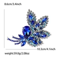 Broche de hoja de cristal azul oscuro con base de aleación para mujer elegante - Azul (MM-BR-4440)